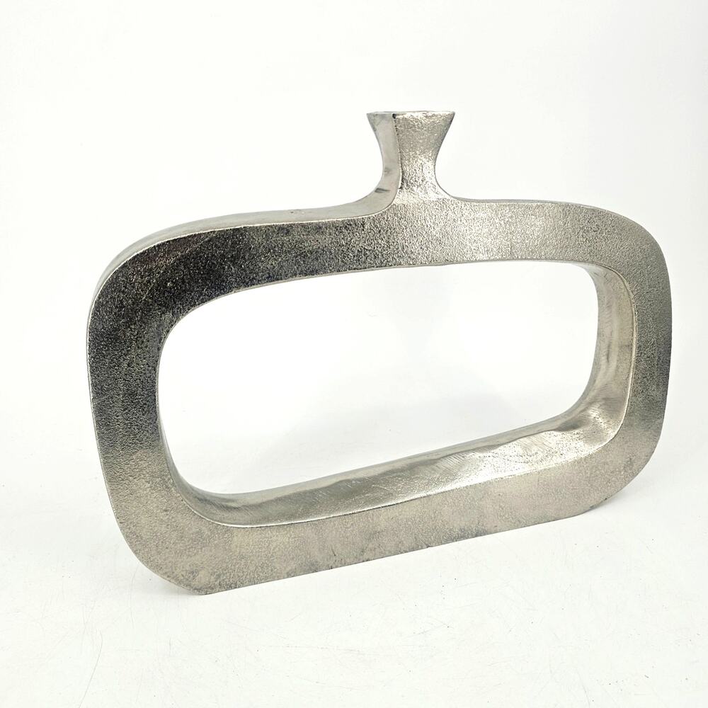 Z Gallerie Lamberton Vase Contemporary Home Decor Piece Silvertone Modern 13x18"